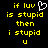 Yellow pixelated text on black background with a white heart-shaped cursor icon above the word 'luv' in the left