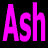 A contact sheet of 10 animated frames showing repeated variations of the text "Ash" in bright pink on a black background, with one frame containing a solid gray rectangle.