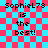 Pixelated text on a checkered background with overlays in some frames