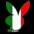 Pixelated bunny icon with green, white, and red vertical stripes on a black background.