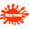 Red splatter graphic with 'NICKTOONS' text above two cartoon babies in blue shirts and diapers, one jumping higher than the other.