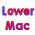 Red text with blue outlines on white background, displaying 'Lower Mac' and partial 'aseba' in pixelated font.