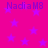 Static image with bright pink background and scattered purple stars, featuring repeated text "NadiaM8" in dark blue font.