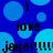 Blue background with light blue circles and repeated black text reading "i love jake!!!!!!" in a pixelated style.