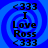 Blue spiral background with black text reading 'I Love Ross' and '<333' at top and bottom, repeated in four identical quadrants.
