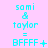 Cyan text on pink background shows 'sami & taylor = BFFFF' with varying symbols and punctuation across three