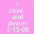 A static pink background displays repeated white text reading 'i love alot devon 2-15-08' in three vertical with a gray rectangle at the bottom right