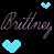 Pixelated text 'Britney' in two styles with heart symbols on a black background.