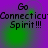 Purple and green gradient background with pixelated text reading 'Go Connecticu Spirit!!!' in four repeated sections.