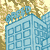 Pixel art cityscape with blue buildings, yellow sky, and text overlays "he is legend" and "i am hollywood" on a contact sheet layout.