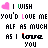 Animated contact sheet of 12 frames showing a pixelated text-based animation with repeated phrases and heart symbols, each frame displaying slight variations in color and lettering.
