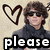 A person with brown hair and sunglasses appears in three , each showing text: 'please', 'be', and 'mine' below the figure