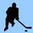 Two black hockey player silhouettes on a light blue background with hockey sticks and pucks, displayed as a contact sheet of two frames showing slight pose differences.