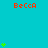 A static image with a cyan background featuring repeated red text 'Becca' and green star-like symbols scattered across the scene.