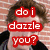 six showing a person with brown hair against a brick wall, with red and purple text overlays changing across the