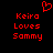 Red pixelated text and heart symbol on black background, two identical side-by-side layouts with 'Keira Loves Sammy' below a heart.