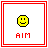 15 pixel-art smiley faces with varying expressions, each labeled 'aim' below in lowercase letters
