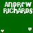 Green background with repeated white text 'ANDREW RICHARDS' and scattered white star-like symbols in a pattern