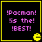 Four identical display pink text and a yellow Pac-Man icon on black backgrounds with yellow borders