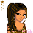 Pixel art contact sheet showing three frames of a female character with long brown hair in various poses and outfits, surrounded by star motifs and labeled "Bonita" and "Chica".