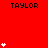 Red background with multiple 'TAYLOR' text blocks and white star icons in various quantities per block.