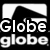 Black and white pixelated image with four quadrants containing text and abstract shapes, showing repeated 'globe' and 'totally wicked' text elements.