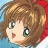 Pixelated anime-style character with brown hair, green eyes, and a red headband against a blue background.