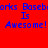 Red background with blue pixelated text repeating 'Basebarks Is Awesome!' in two