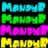 Pixelated text 'Mauve' repeated in a of colored blocks on black background, each block displaying the same word in different hues