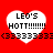Red background with four white heart shapes containing text and symbols, arranged in a