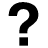 Black question mark symbol with rounded curves on white background, rendered in pixelated style with visible dithering at edges.