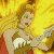 A 50x50 pixel animated buddy icon featuring a cartoon woman with long blonde hair in a red dress holding white flowers, next to green text reading "Original Icons .com" on a dark background.