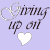 Animated contact sheet of 11 frames showing a repeating pattern with 'Giving up on' text and alternating white/brown hearts over light purple background.