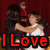 A four- shows a couple dancing with red curtains behind them; text changes from "I Love" to "You" and then "Carlo!" in bold red letters