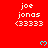 Red background displays repeated 'joe jonas <33333' text with cyan heart symbols in a pattern, partially obscured by a gray overlay on the bottom-right corner