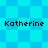 Four identical pixelated text labels "Katherine" arranged in a on alternating blue checkered backgrounds