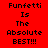 Red background with black text reading "Funfetti Is The Absolute BEST!!!" arranged in a pattern across multiple