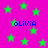 A static image with a bright pink background filled with green stars and blue text reading "olivia" in lowercase letters.