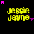 Yellow pixelated text 'jessie jayne' on black background with pink stars, animated star positions across frames.