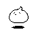 Pixelated white blob with rounded top and small black base, displaying four distinct facial expressions