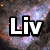 Four display the word "Liv" in white block letters with black outlines over different space-themed backgrounds