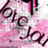 Pixelated image with pink and white background featuring dark purple cursive text reading 'Bye Lo' in the lower portion.