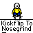 Animated contact sheet of a yellow stick figure performing kickflip and nosegrind tricks on a skateboard, displayed in 15 frames across a gray background with repeated text labels.