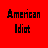 A 48x48 pixel buddy icon split into two frames showing a red background with black text "American Idiot" on the left and a pixelated character in motion on the right against a dark backdrop with white shapes.