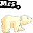 Animated sequence of a light yellow polar bear walking left to right with text labels above and below.