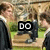 Animated sequence showing a character in a black robe with white trim, transitioning through four text overlays: DO, I, DAZZLE, YOU? against a grassy background.