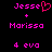 Pixelated text displays 'Jesse' with a heart symbol, '+' sign, 'Morissa', and '4 eva' in bright pink on black background.