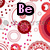 Pixelated Valentine's Day-themed animation with pink and red circular patterns on white background, displaying text fragments "Be", "My", and "Valentine" in bold magenta letters.