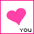 A 2x2 contact sheet of four animated frames showing a pink heart and text variations in pixelated style with black block letters on white background.
