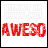 Animated sequence of red pixelated text 'AWESO' with changing upper text, fading from full color to near-invisible across frames.